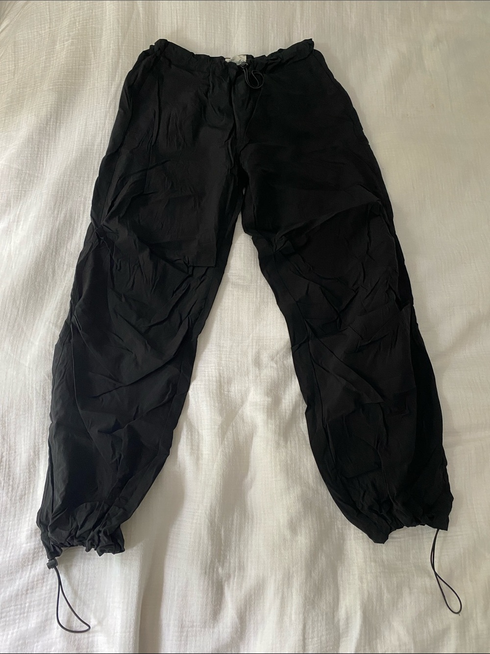 Adjustable Black Parachute Pants